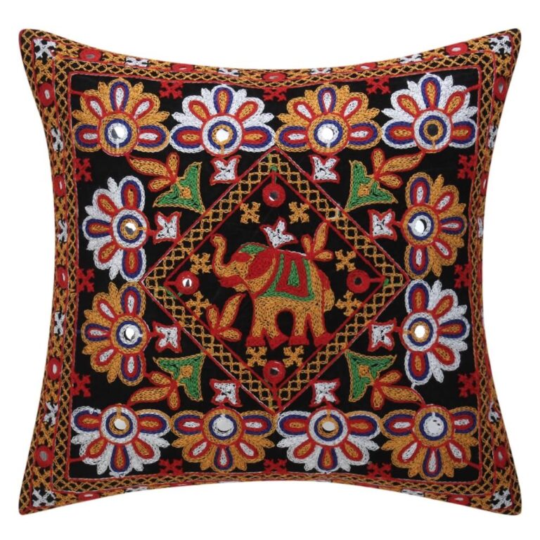 Handcrafted Elephant Cushion Cover