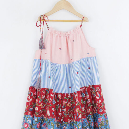 Multi Cotton Cambric and Yarn Dress