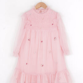 Mesh Voil Baby Pink Dress