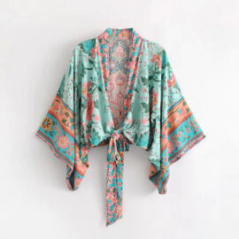 Peacock Floral Print Kimono