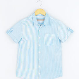 Cotton Cambric Blue Stripe Shirt